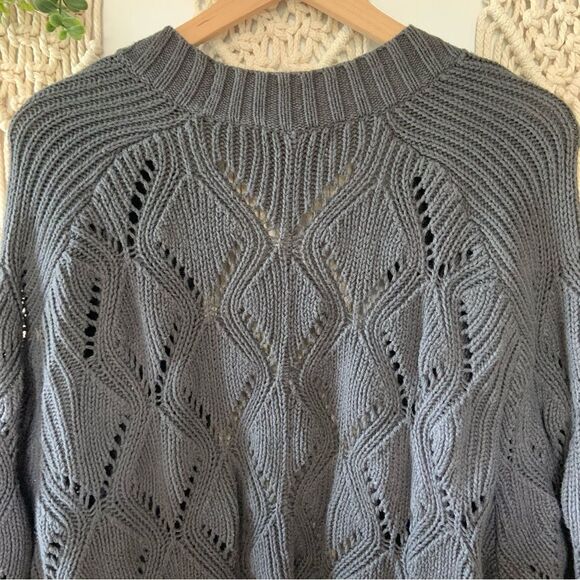 OLD NAVY Women’s Pointelle Knit Open Front Cardigan Panther Grey Size XXL - Picture 6 of 9